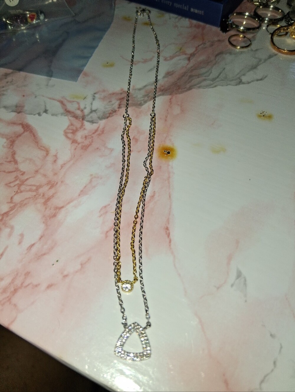 925Teardrop Crystal Pendant Necklace 2 In 1